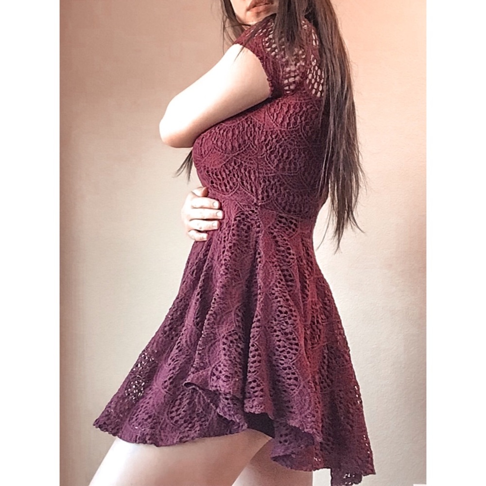 Red knit short sleeve dress